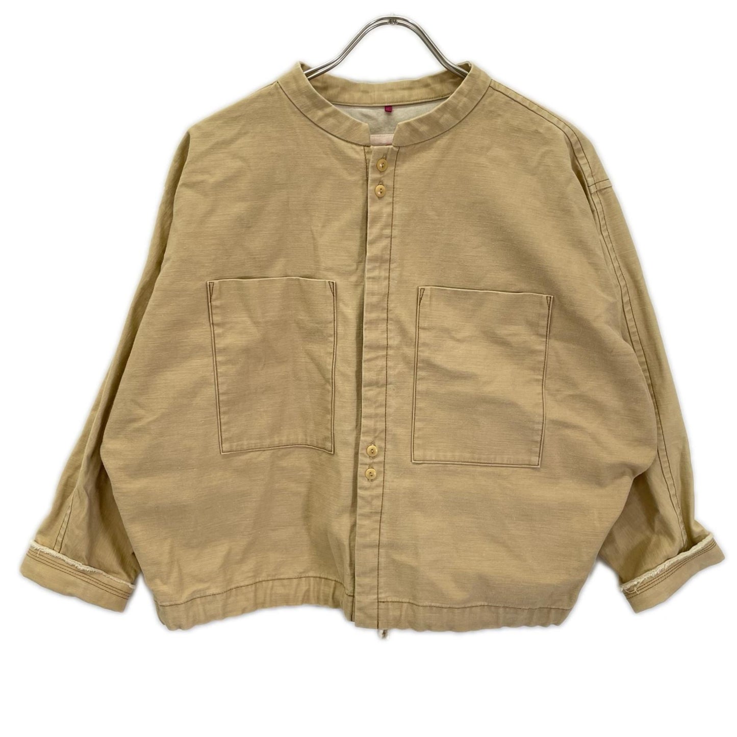 Pallas Palace パラスパレス 22年 ベージュ ビックポケット コットン ノーカラー ジャケット ジャケット