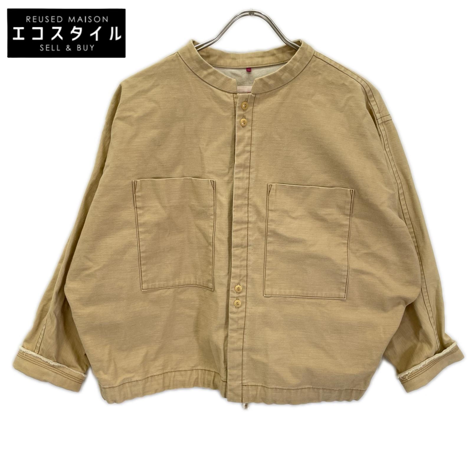 Pallas Palace パラスパレス 22年 ベージュ ビックポケット コットン ノーカラー ジャケット ジャケット