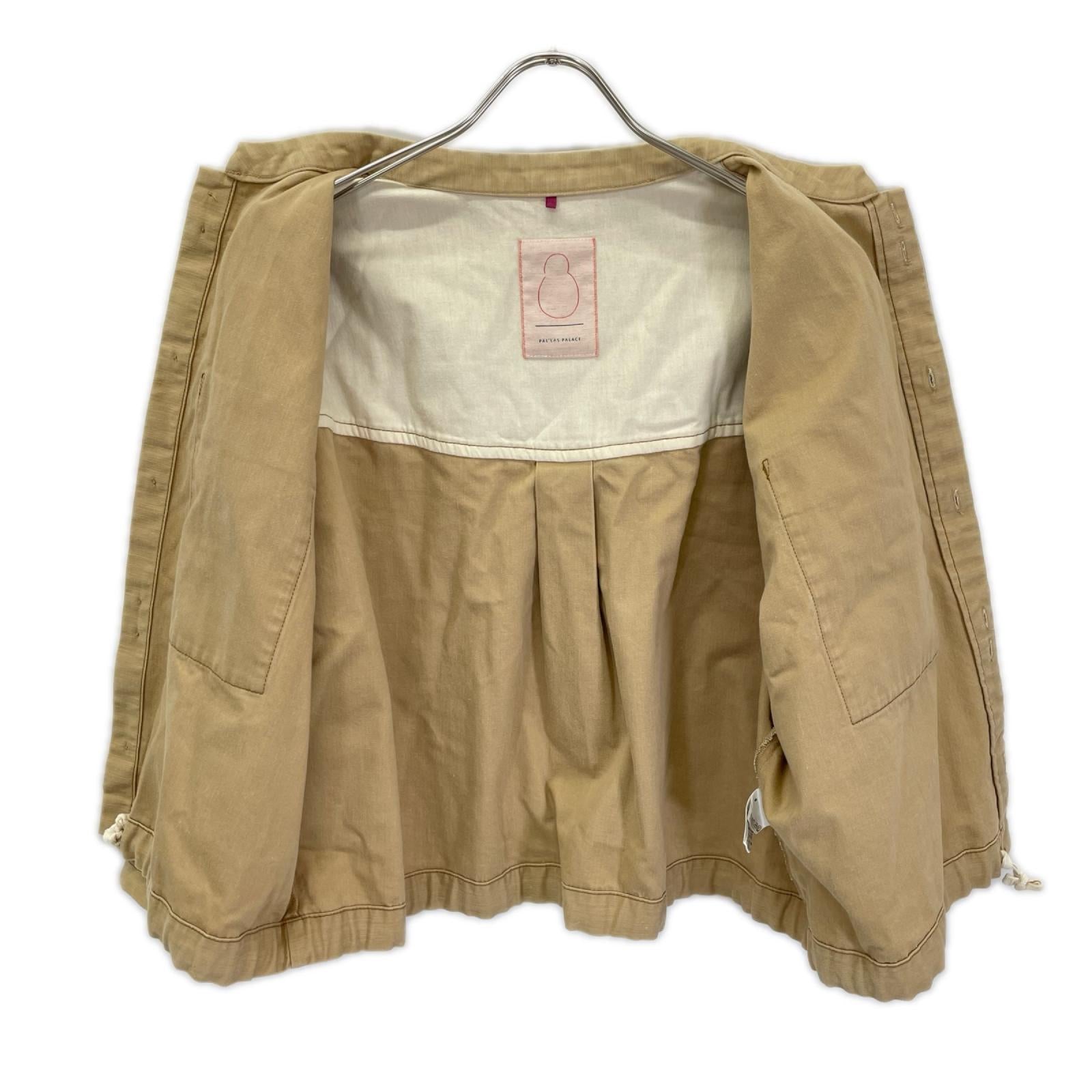 Pallas Palace パラスパレス 22年 ベージュ ビックポケット コットン ノーカラー ジャケット ジャケット
