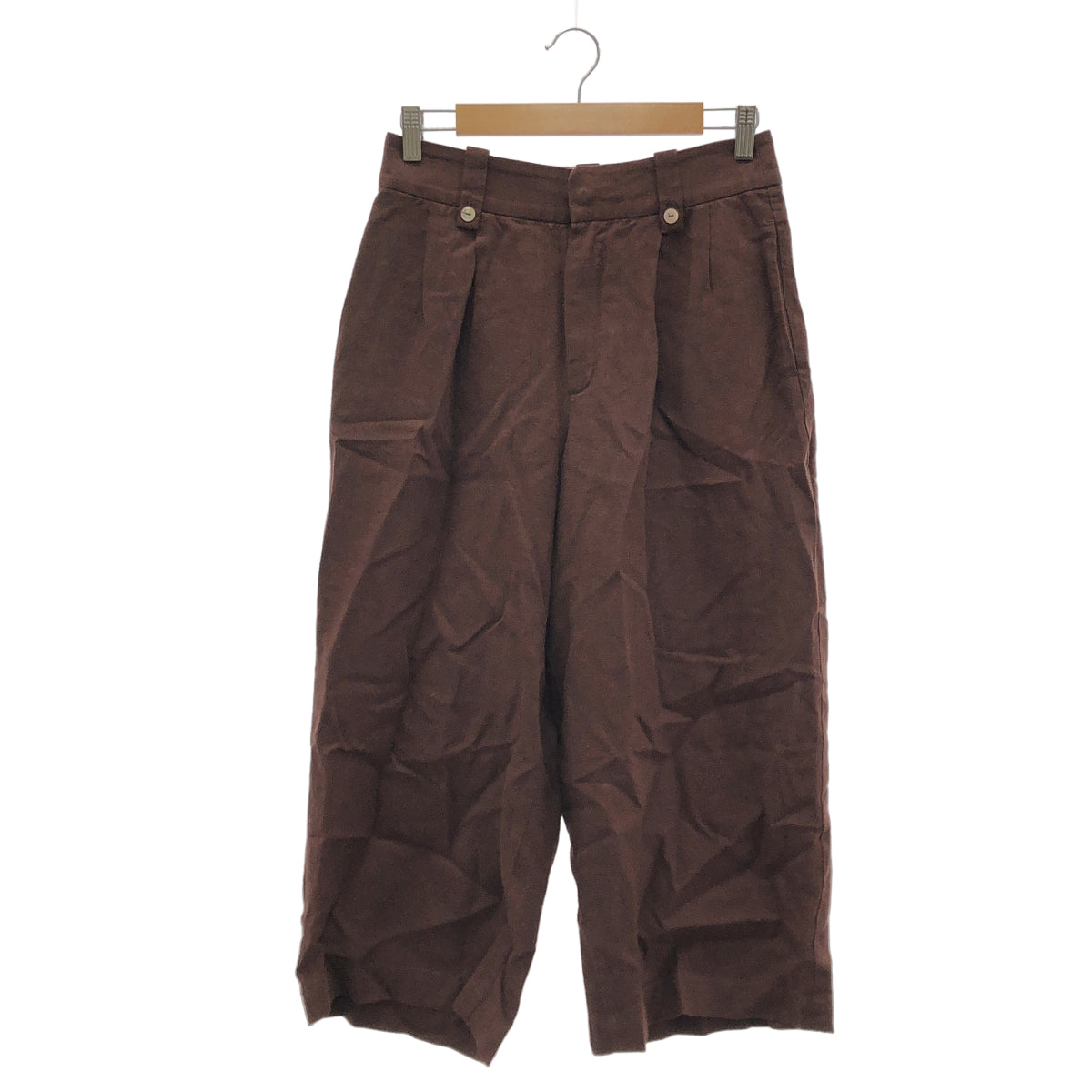 Pallas Palace パラスパレス FPT24233B ブラウン リネン ツータック パンツ ボトムス