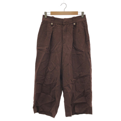 Pallas Palace パラスパレス FPT24233B ブラウン リネン ツータック パンツ ボトムス