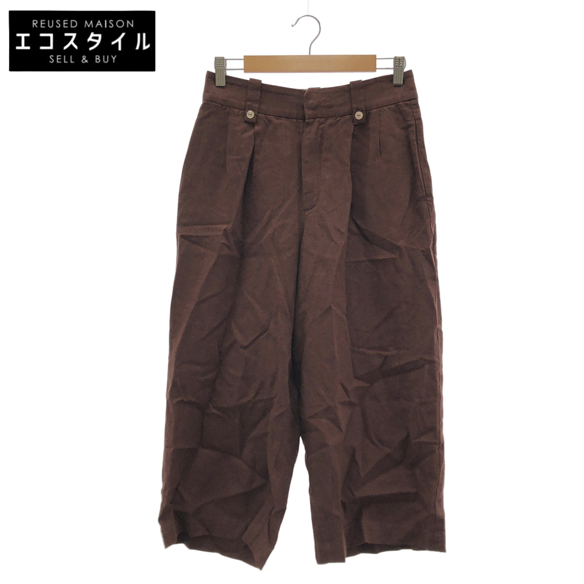 Pallas Palace パラスパレス FPT24233B ブラウン リネン ツータック パンツ ボトムス