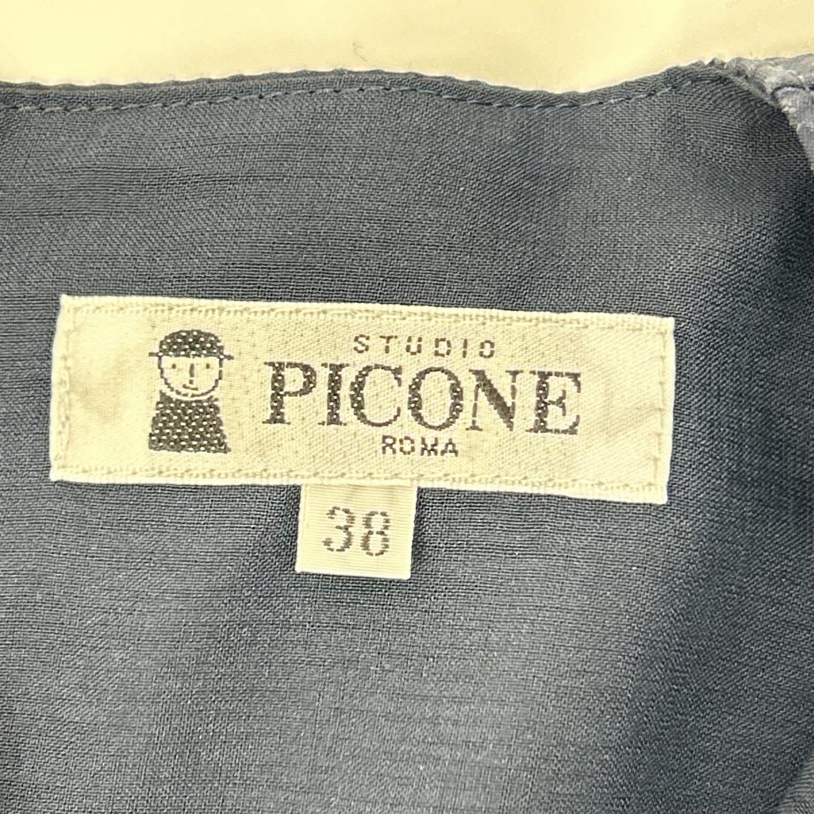PICONE ピッコーネ ネイビー 袖刺繍 Vネック 半袖 ワンピース ワンピース