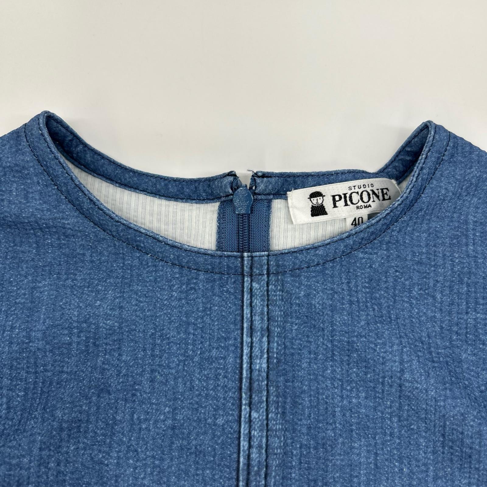 PICONE ピッコーネ ブルー デニム調 ロゴ ワンピース ワンピース