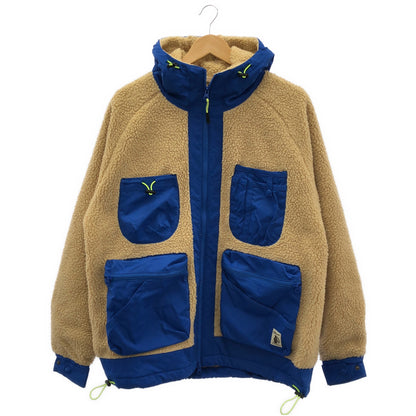 ブルー ポリエステル ボア ジャケット トップス