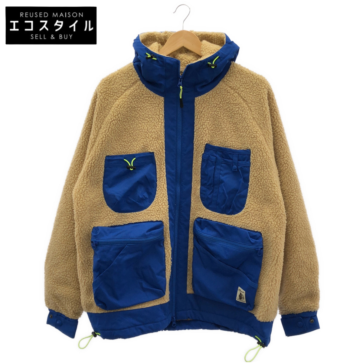 ブルー ポリエステル ボア ジャケット トップス