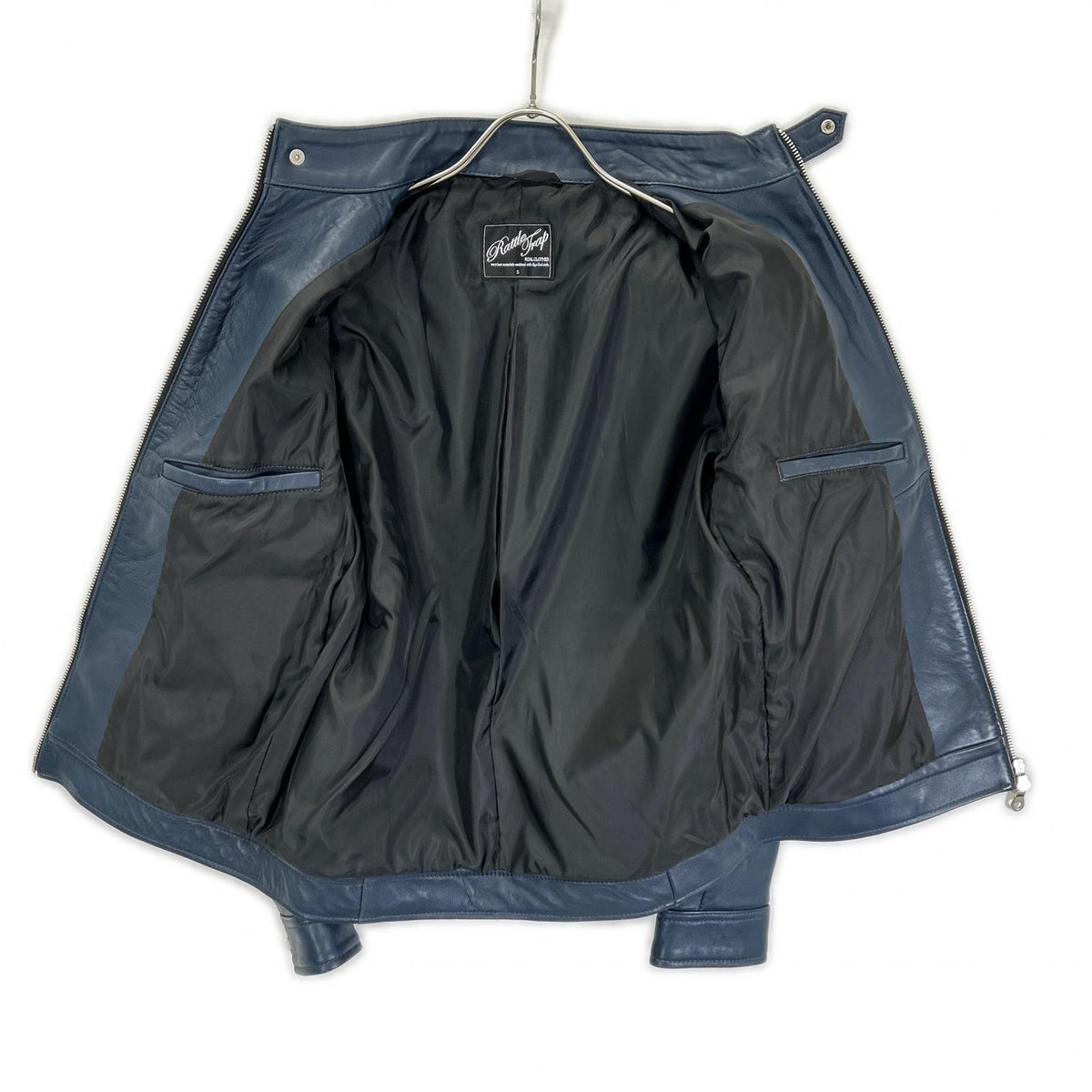 Rattle Trap Rattle Trap navy single leather rider jacket jacket