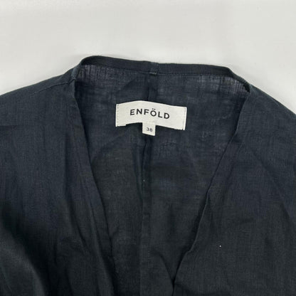 ENFOLD エンフォルド 300AS130-3450 ブラック コットンリネンオーバーコート コート