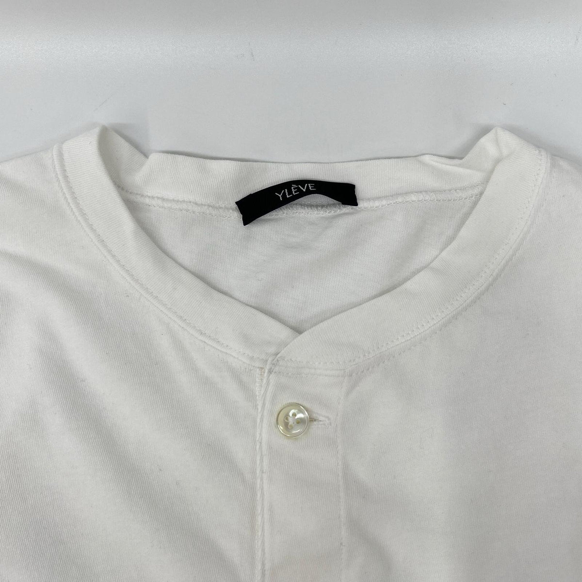 YLEVE イレーヴ ホワイト ヘンリーネック コットン SS トップス トップス