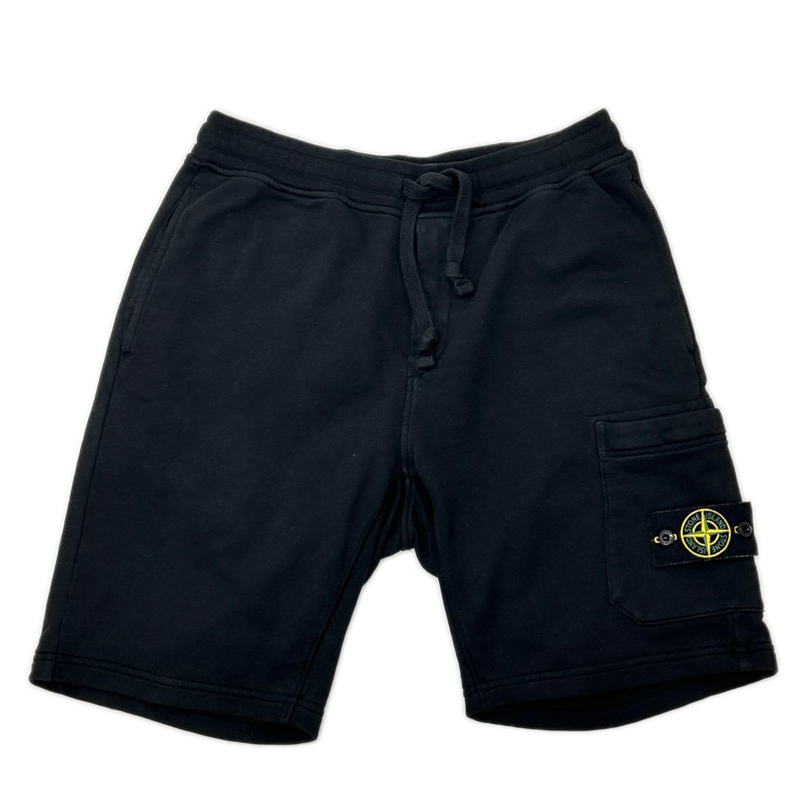 STONE ISLAND ストーンアイランド ブラック ORGANIC COTTON FLEECE ハーフパンツ ボトムス