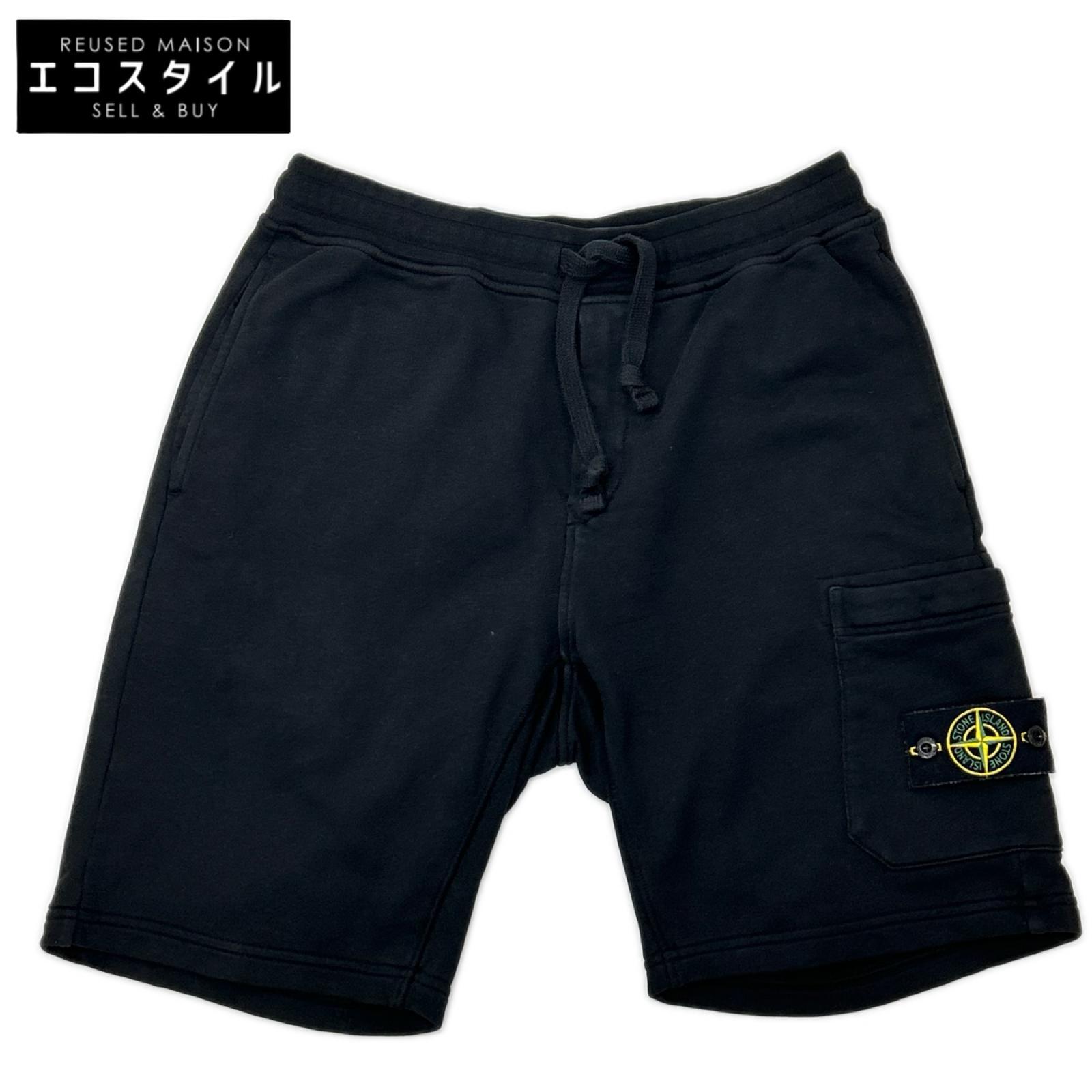 STONE ISLAND ストーンアイランド ブラック ORGANIC COTTON FLEECE ハーフパンツ ボトムス