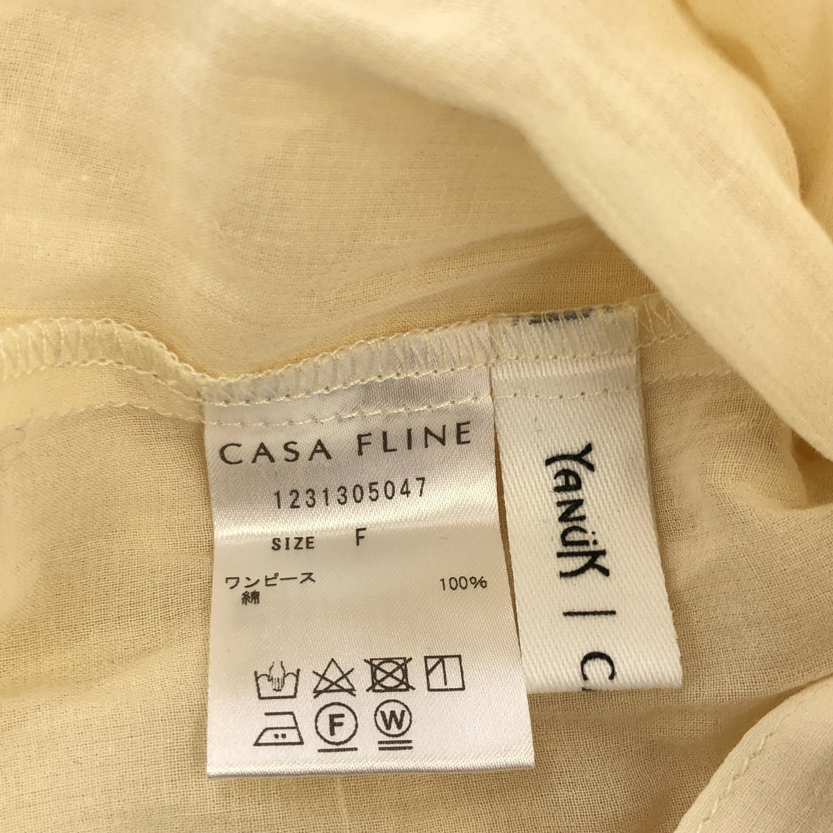 YANUK ヤヌーク ×CASA FLINE 1231305047 イエロー シャーリング ワンピース トップス