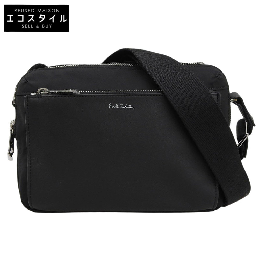 PaulSmith ポールスミス 未使用 ナイロン ブライトストライプトリムミニショルダーバック レディース 黒 ブラック APS451 ショルダーバッグ