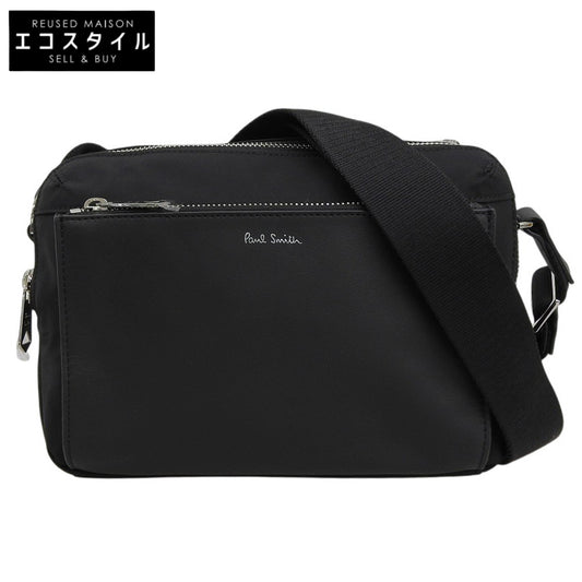 PaulSmith ポールスミス 未使用 ナイロン ブライトストライプトリムミニショルダーバック レディース 黒 ブラック APS451 ショルダーバッグ
