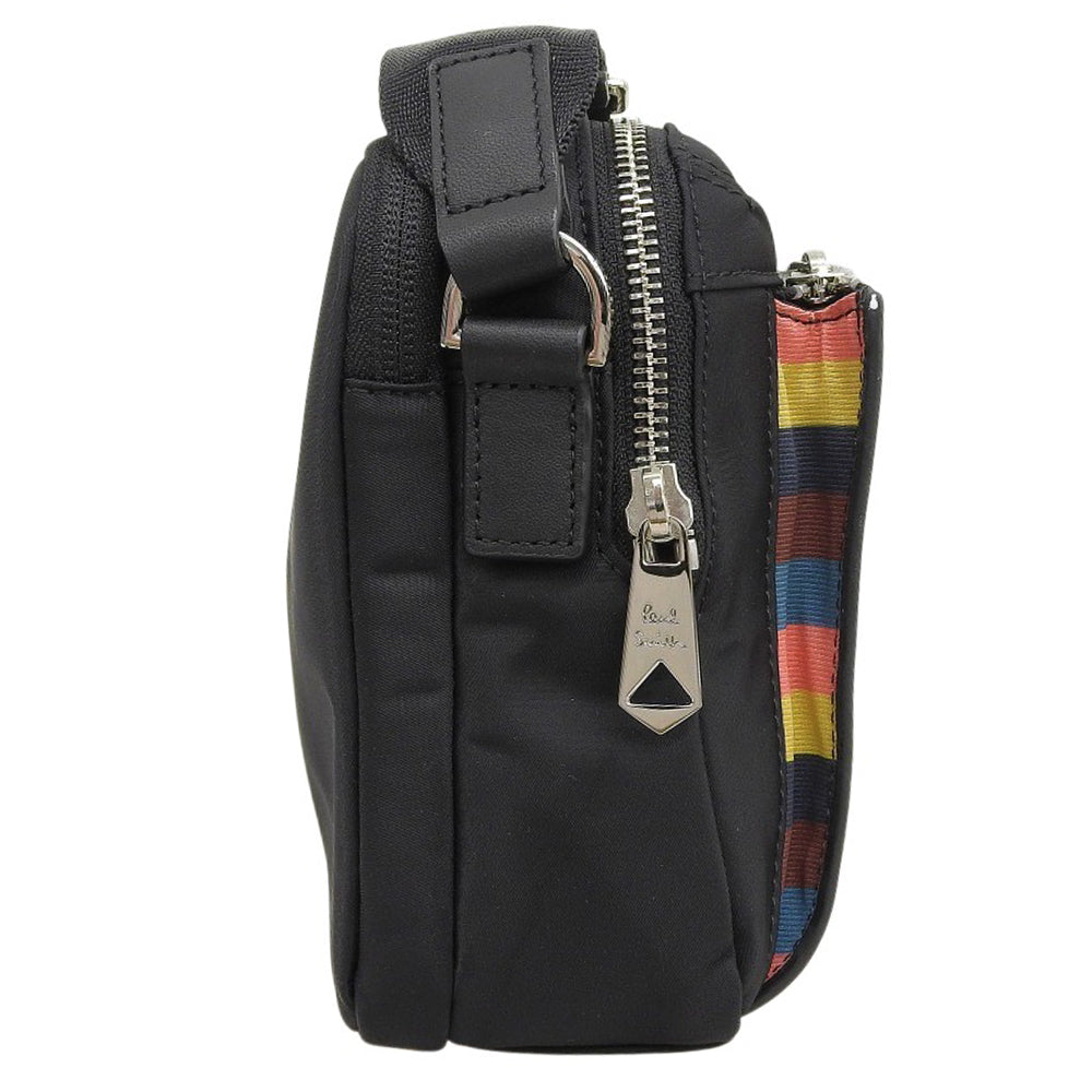 PaulSmith ポールスミス 未使用 ナイロン ブライトストライプトリムミニショルダーバック レディース 黒 ブラック APS451 ショルダーバッグ