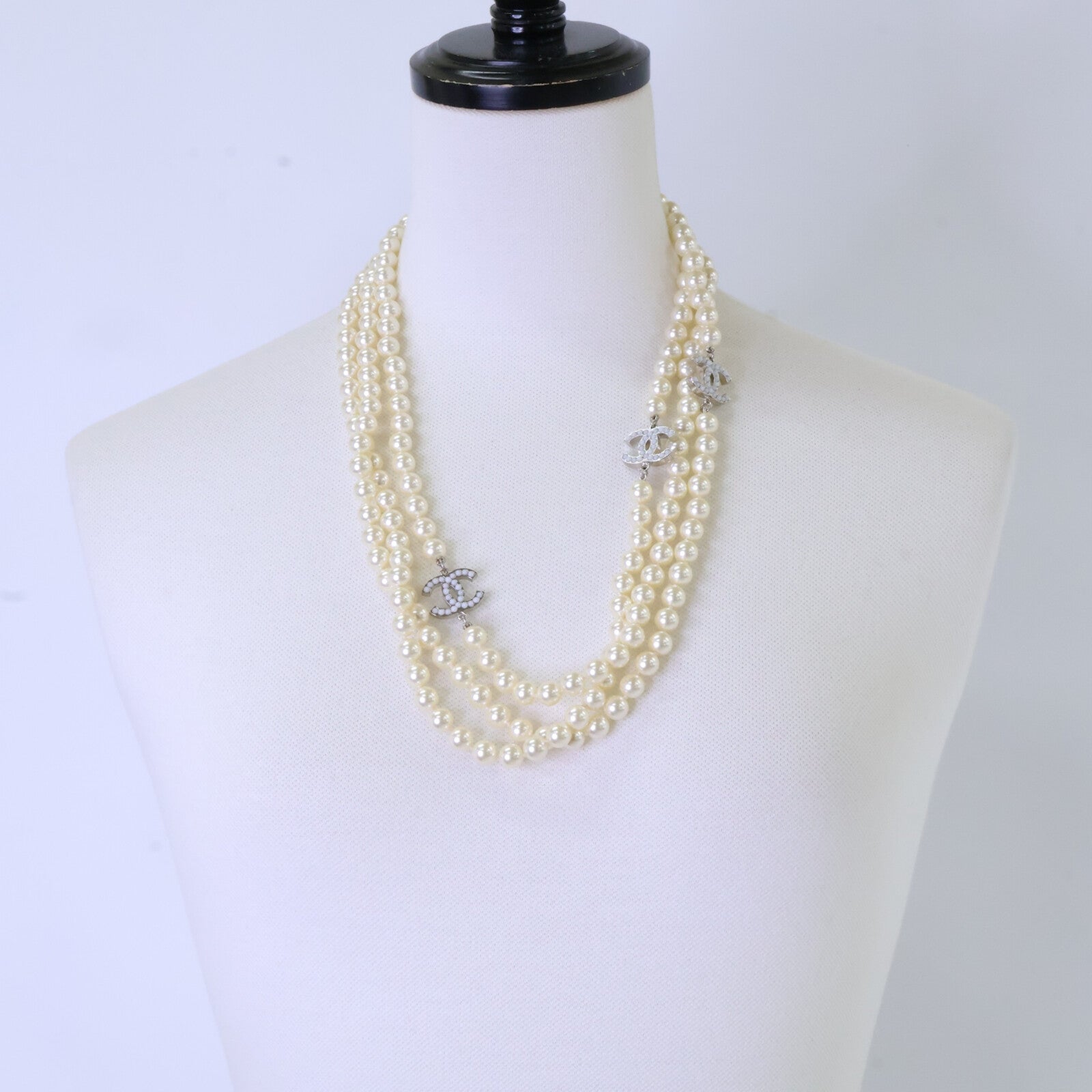 CHANEL シャネル 10V ココマーク 3連 パール ネックレス