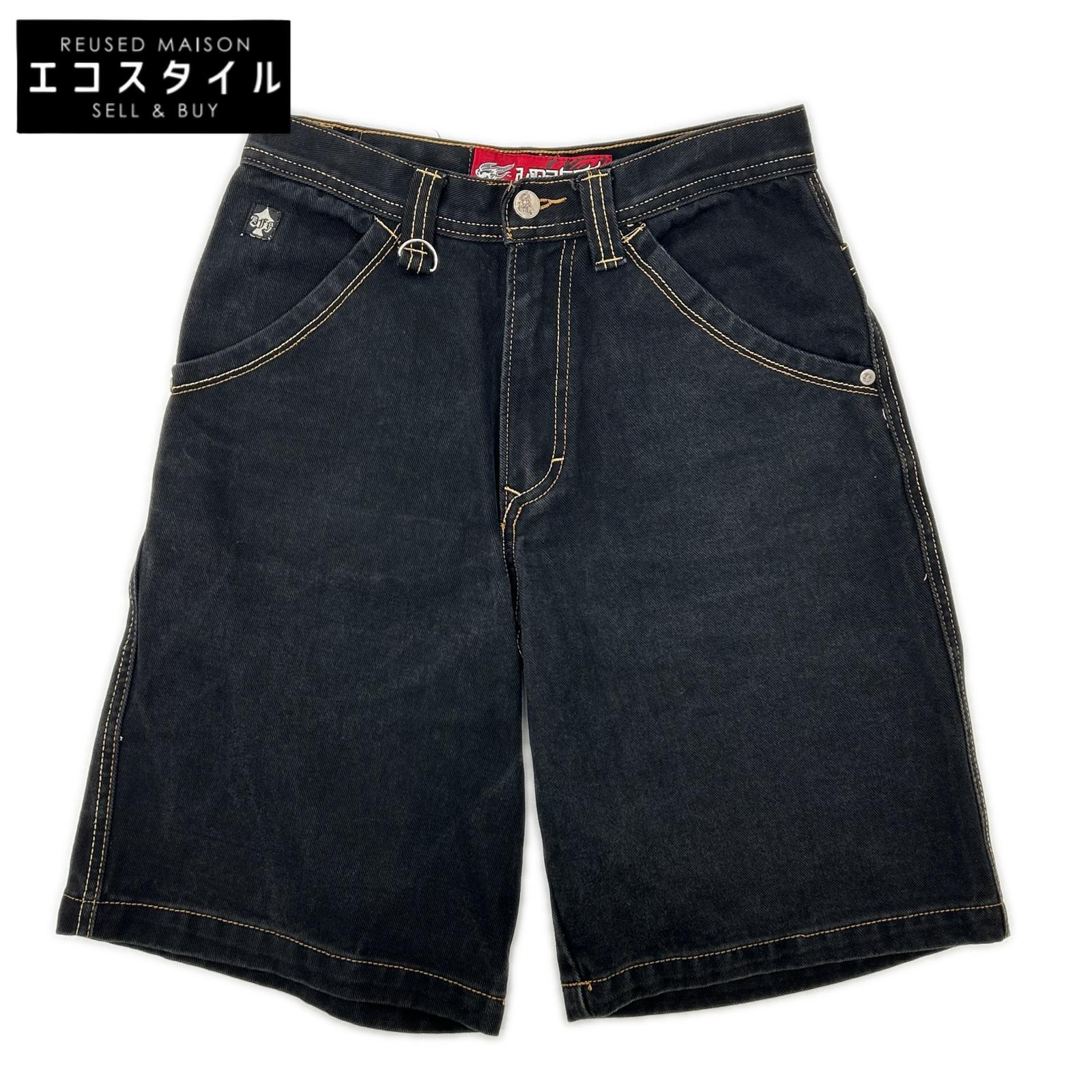 JNCO JEANS ジンコジーンズ 90s～00s　バギー　FLAMEHEAD ブラック デニムペインターショーツ ボトムス