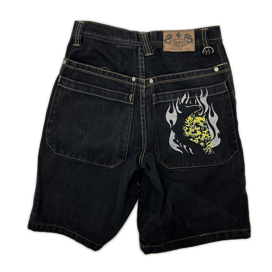 JNCO JEANS ジンコジーンズ 90s～00s　バギー　FLAMEHEAD ブラック デニムペインターショーツ ボトムス