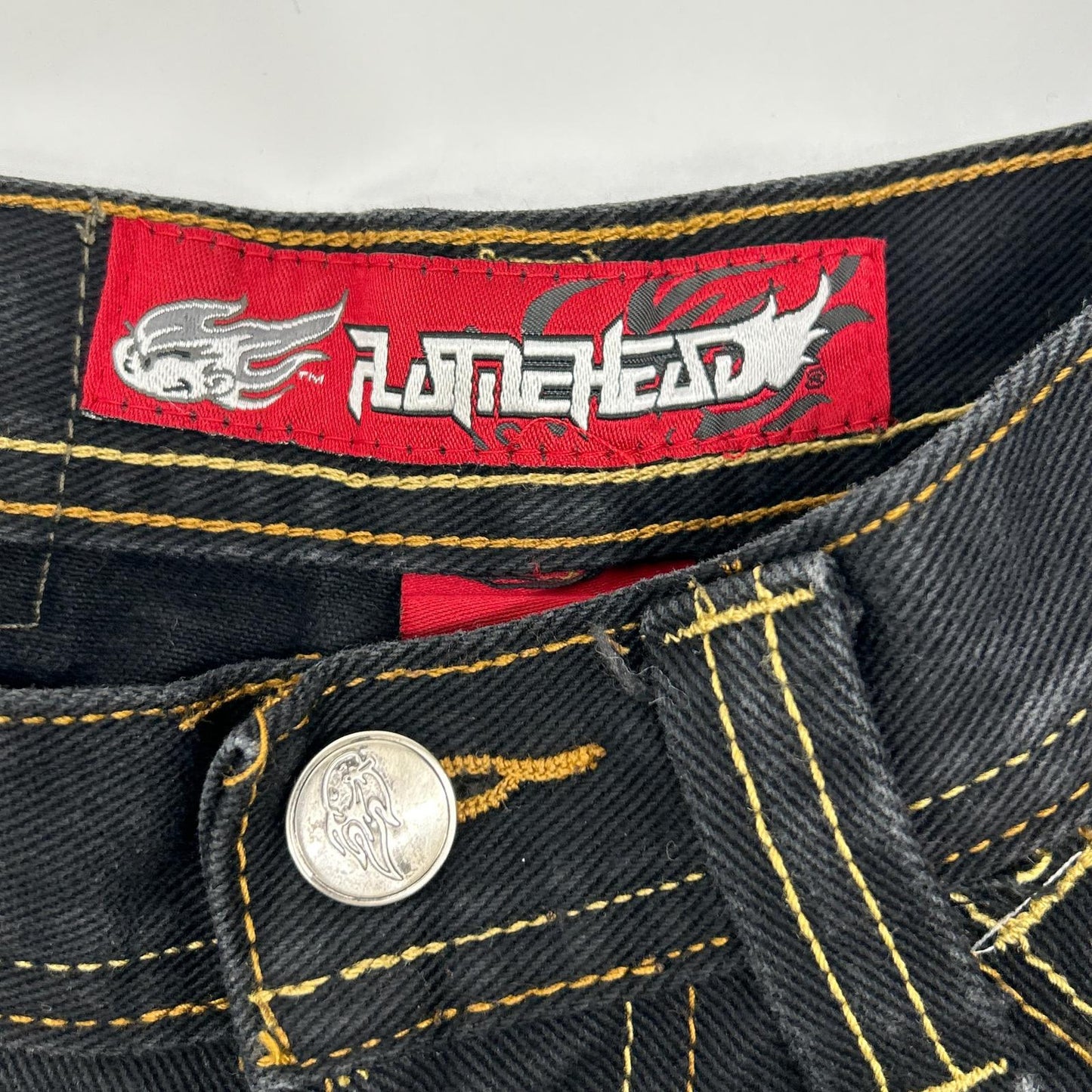 JNCO JEANS ジンコジーンズ 90s～00s　バギー　FLAMEHEAD ブラック デニムペインターショーツ ボトムス