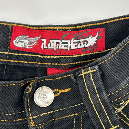 JNCO JEANS ジンコジーンズ 90s～00s　バギー　FLAMEHEAD ブラック デニムペインターショーツ ボトムス