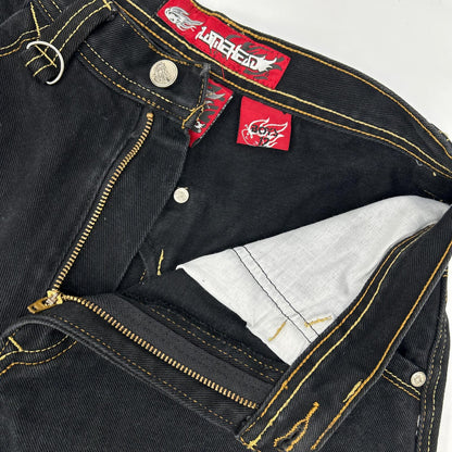 JNCO JEANS ジンコジーンズ 90s～00s　バギー　FLAMEHEAD ブラック デニムペインターショーツ ボトムス