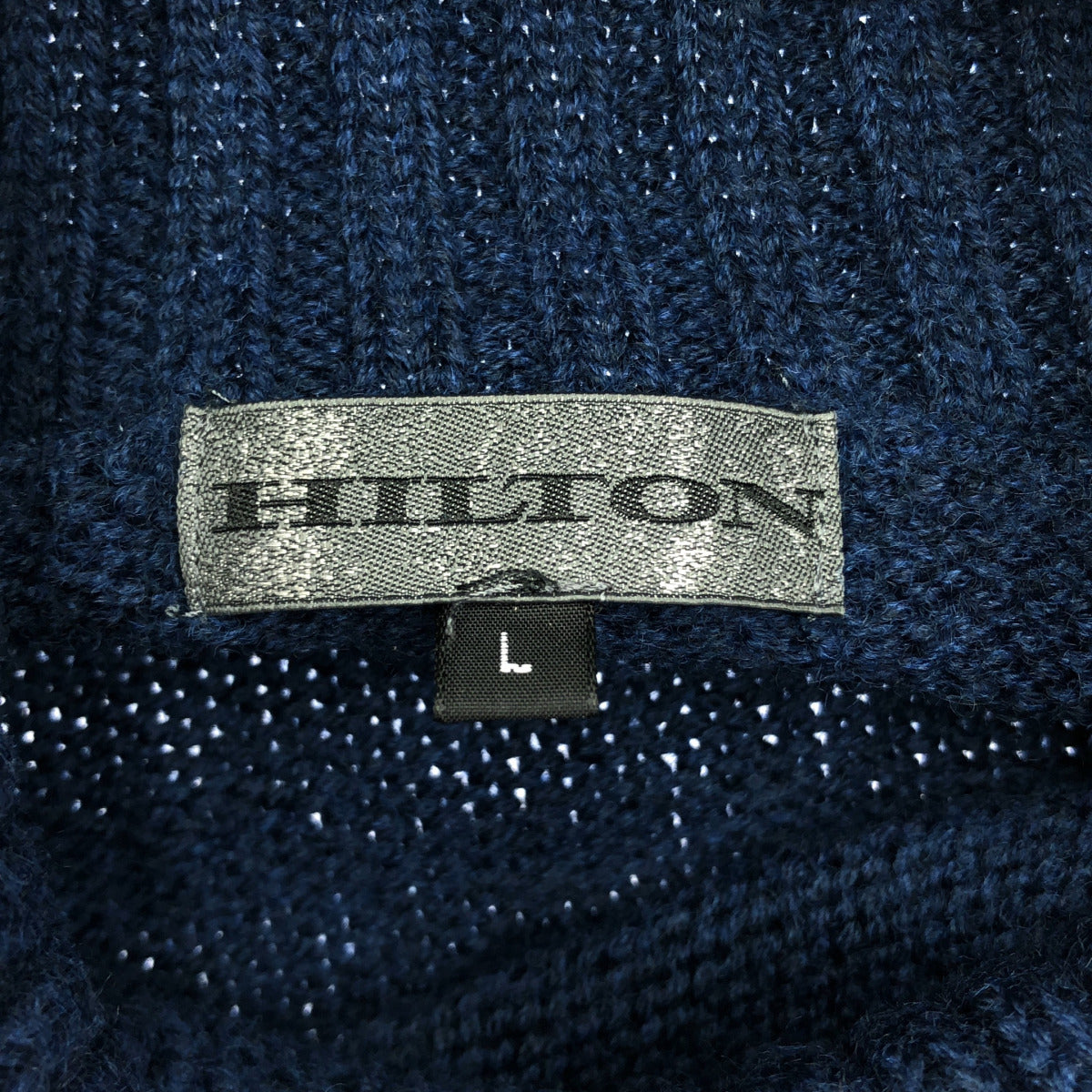 HILTON ヒルトン ネイビー ウール タートルネック ロングスリーブ ニット トップス