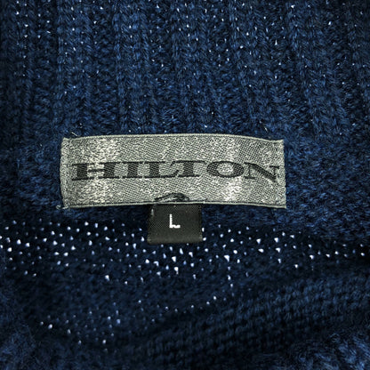 HILTON ヒルトン ネイビー ウール タートルネック ロングスリーブ ニット トップス