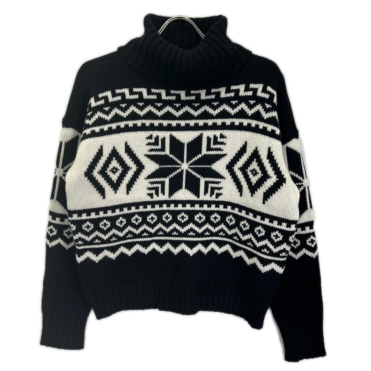 LAUREN RALPH LAUREN Lauren Ralph Lauren black×white Nordic turtleneck knit