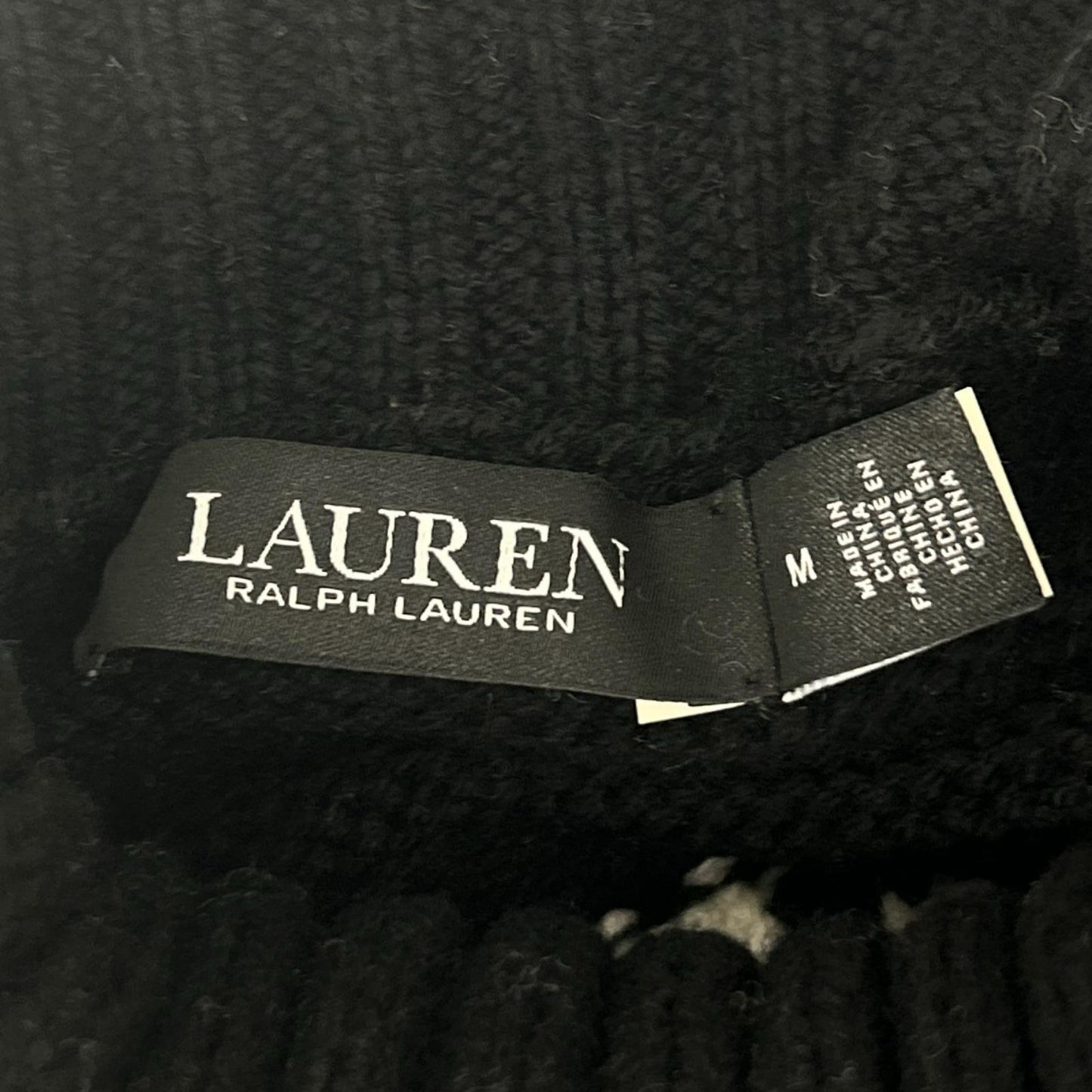 LAUREN RALPH LAUREN ローレン ラルフローレン ブラック×ホワイト ノルディック タートルネックニット トップス