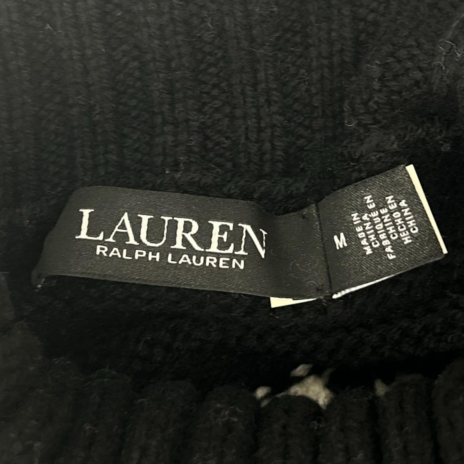 LAUREN RALPH LAUREN ローレン ラルフローレン ブラック×ホワイト ノルディック タートルネックニット トップス