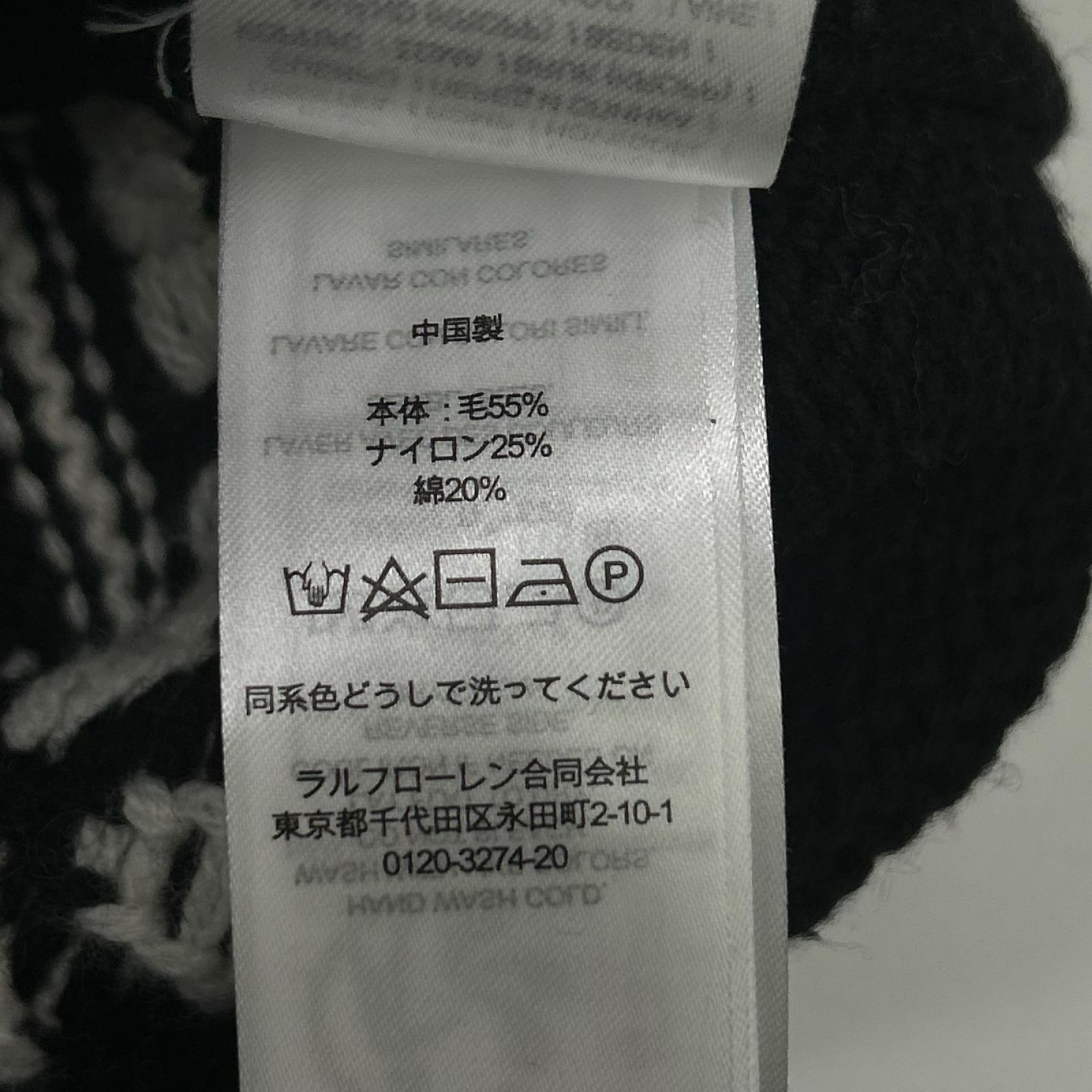 LAUREN RALPH LAUREN ローレン ラルフローレン ブラック×ホワイト ノルディック タートルネックニット トップス