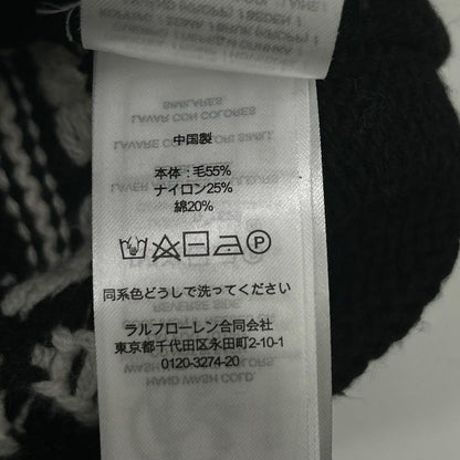 LAUREN RALPH LAUREN ローレン ラルフローレン ブラック×ホワイト ノルディック タートルネックニット トップス