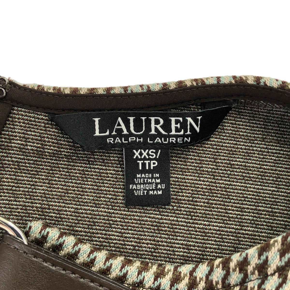 LAUREN RALPH LAUREN ローレン ラルフローレン ブラウン系 ハウンドトゥース バックベルト ワンピース トップス