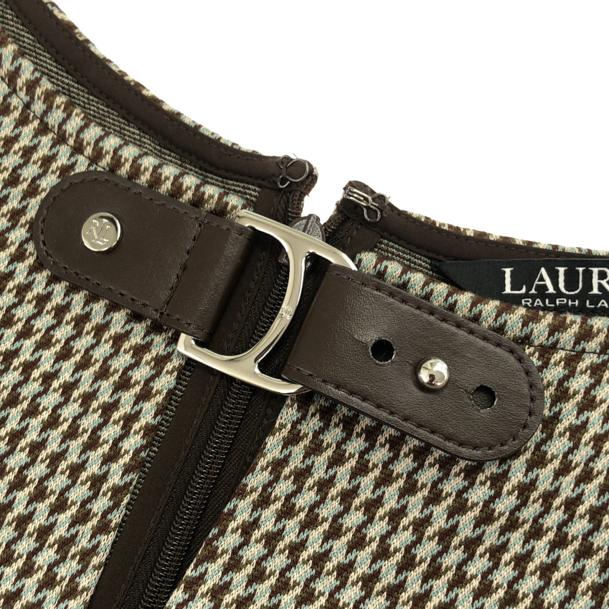 LAUREN RALPH LAUREN ローレン ラルフローレン ブラウン系 ハウンドトゥース バックベルト ワンピース トップス