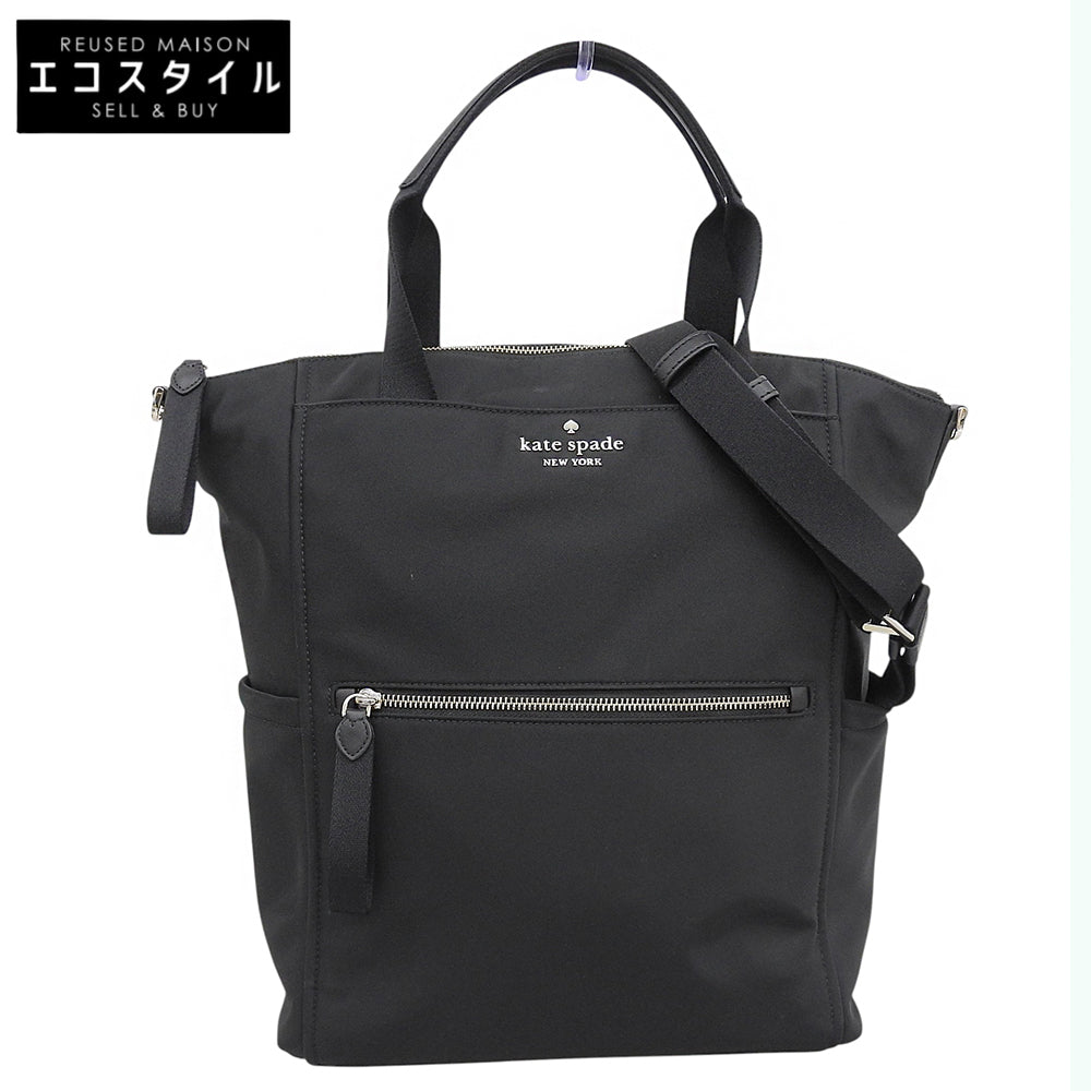Kate spade ケイトスペード 美品 チェルシーコンバーチブル バッグパック リサイクルナイロン 3WAY トート ショルダー レディース ブラック ハンドバッグ