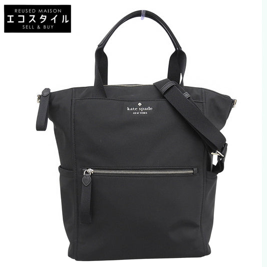Kate spade ケイトスペード 美品 チェルシーコンバーチブル バッグパック リサイクルナイロン 3WAY トート ショルダー レディース ブラック ハンドバッグ