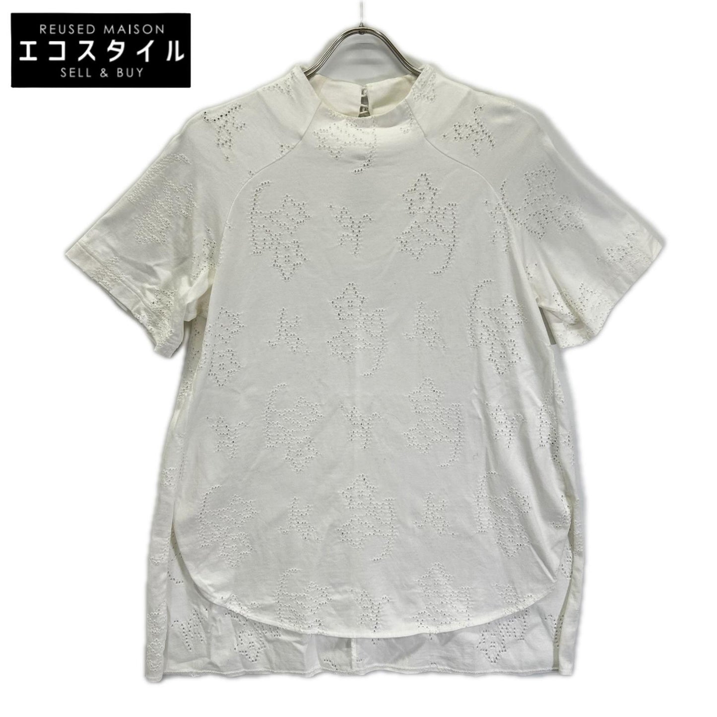 Mame Kurogouchi マメクロゴウチ MM25SS-JS071 ホワイト Eyelet Jersey Jacquard Top トップス