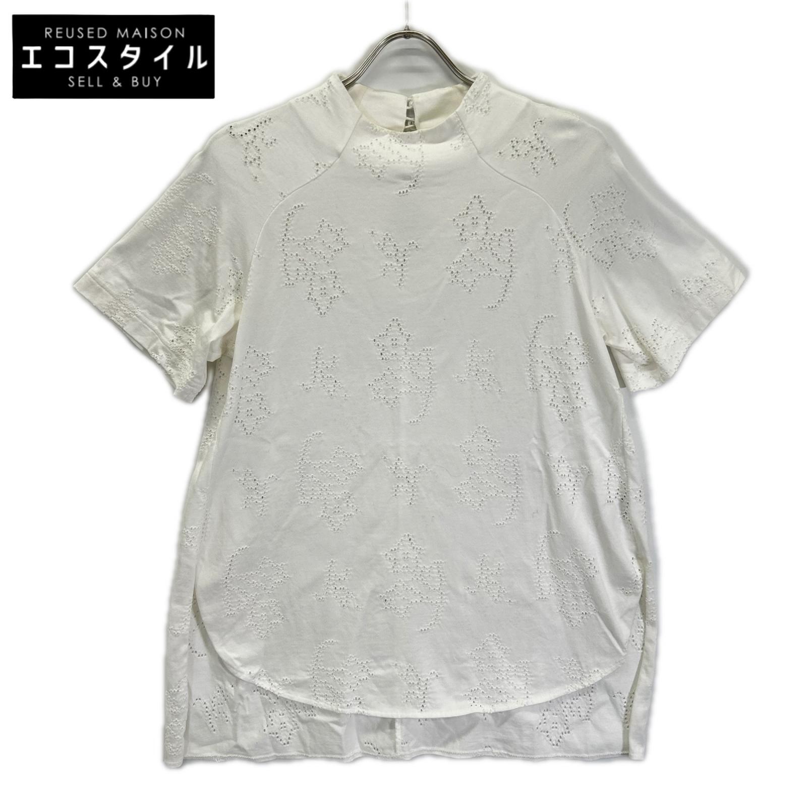Mame Kurogouchi マメクロゴウチ MM25SS-JS071 ホワイト Eyelet Jersey Jacquard Top トップス