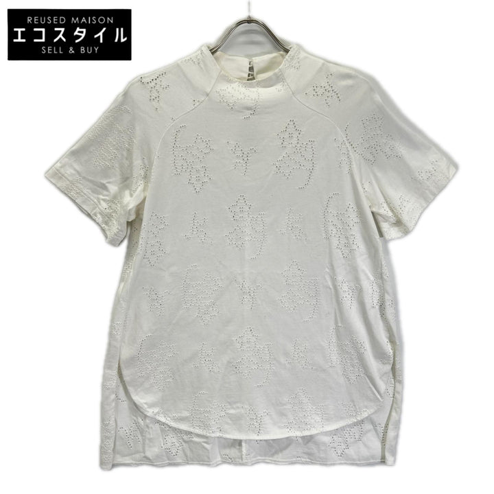 Mame Kurogouchi マメクロゴウチ MM25SS-JS071 ホワイト Eyelet Jersey Jacquard Top トップス