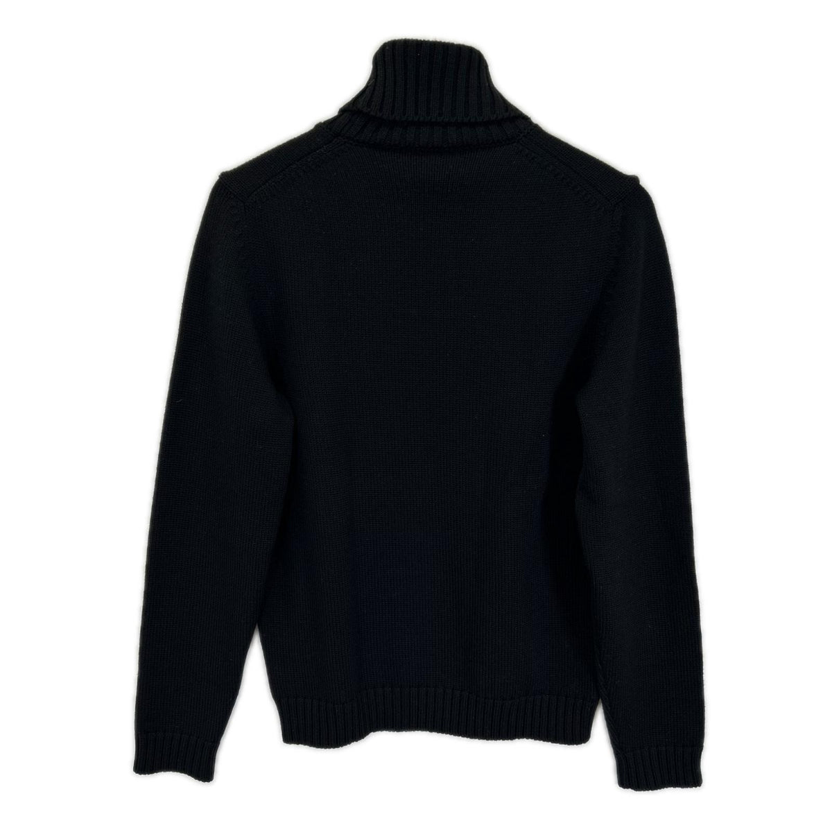 ZANONE Black Merino Wool Medium-Gauge Wool Turtleneck Knit Tops