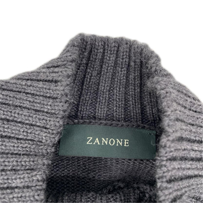 ZANONE ザノーネ グレー 5ゲージウールソリッドモックネックニット トップス