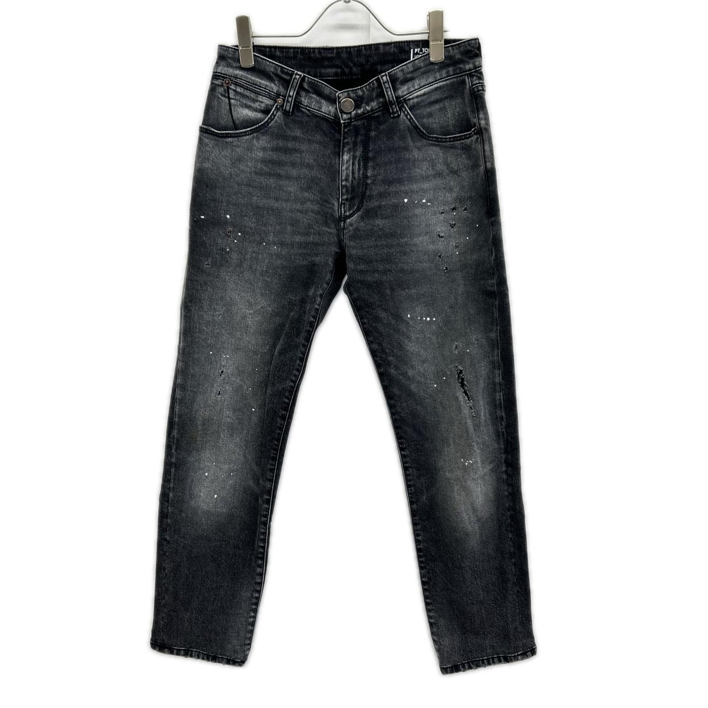 PT TORINO ピーティートリノ N231-P285 ブラック コットン ダメージ加工 ストレッチデニムパンツ ボトムス