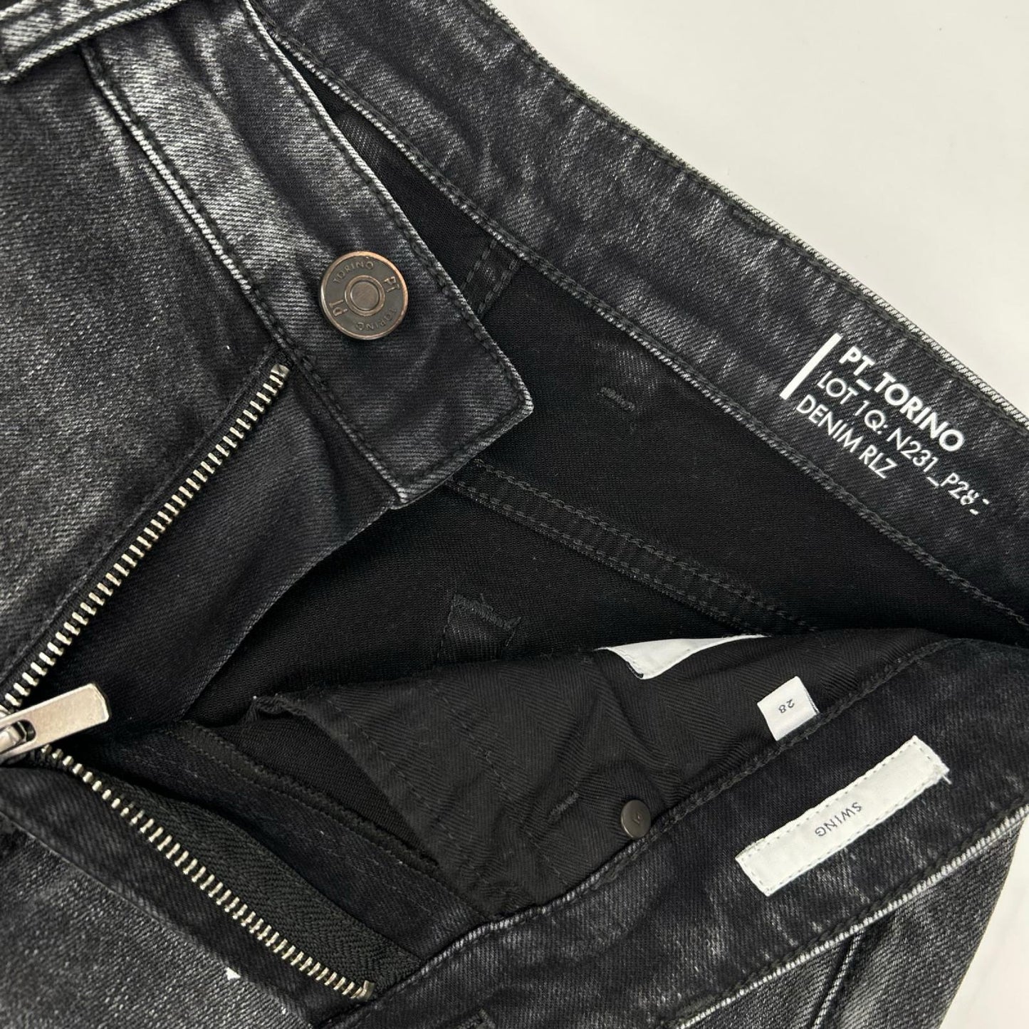 PT TORINO ピーティートリノ N231-P285 ブラック コットン ダメージ加工 ストレッチデニムパンツ ボトムス