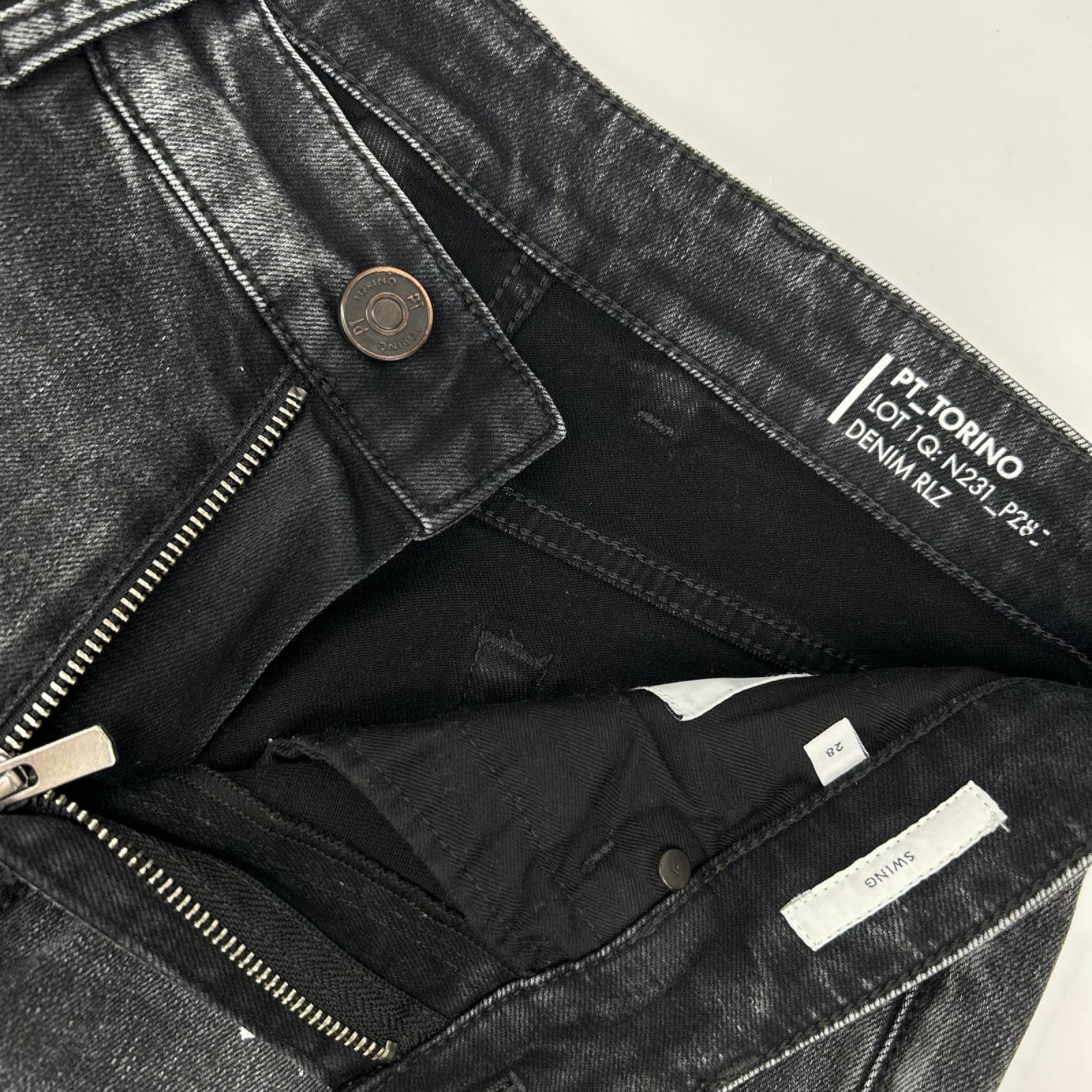 PT TORINO ピーティートリノ N231-P285 ブラック コットン ダメージ加工 ストレッチデニムパンツ ボトムス