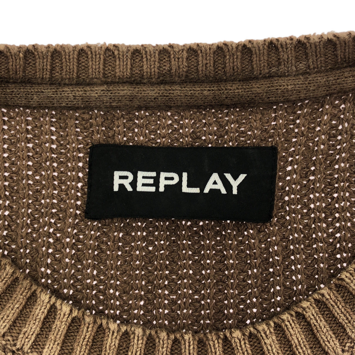Replay リプレイ ブラウン コットンウォッシュニット トップス