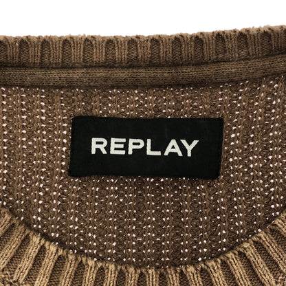 Replay リプレイ ブラウン コットンウォッシュニット トップス