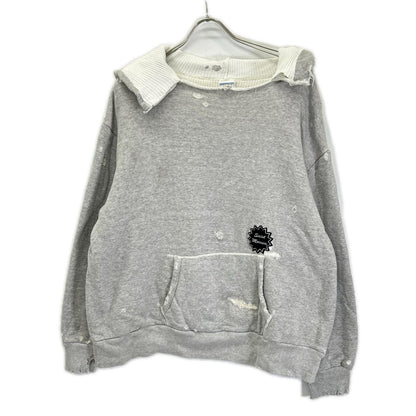SAINT MICHAEL セントマイケル 24SS HOODIEDOUBLE FACE グレー ダメージ加工 長袖スウェット トップス