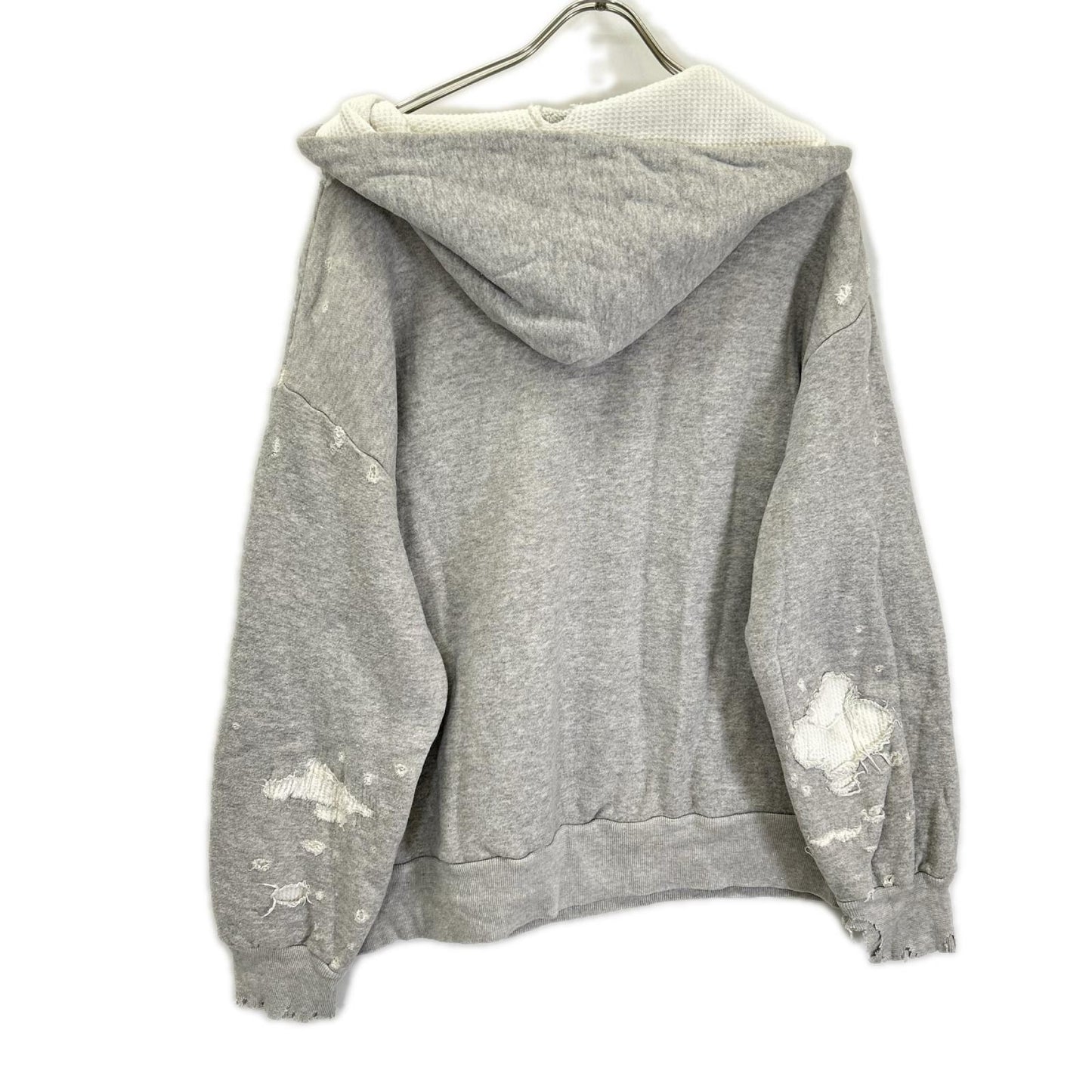 SAINT MICHAEL セントマイケル 24SS HOODIEDOUBLE FACE グレー ダメージ加工 長袖スウェット トップス
