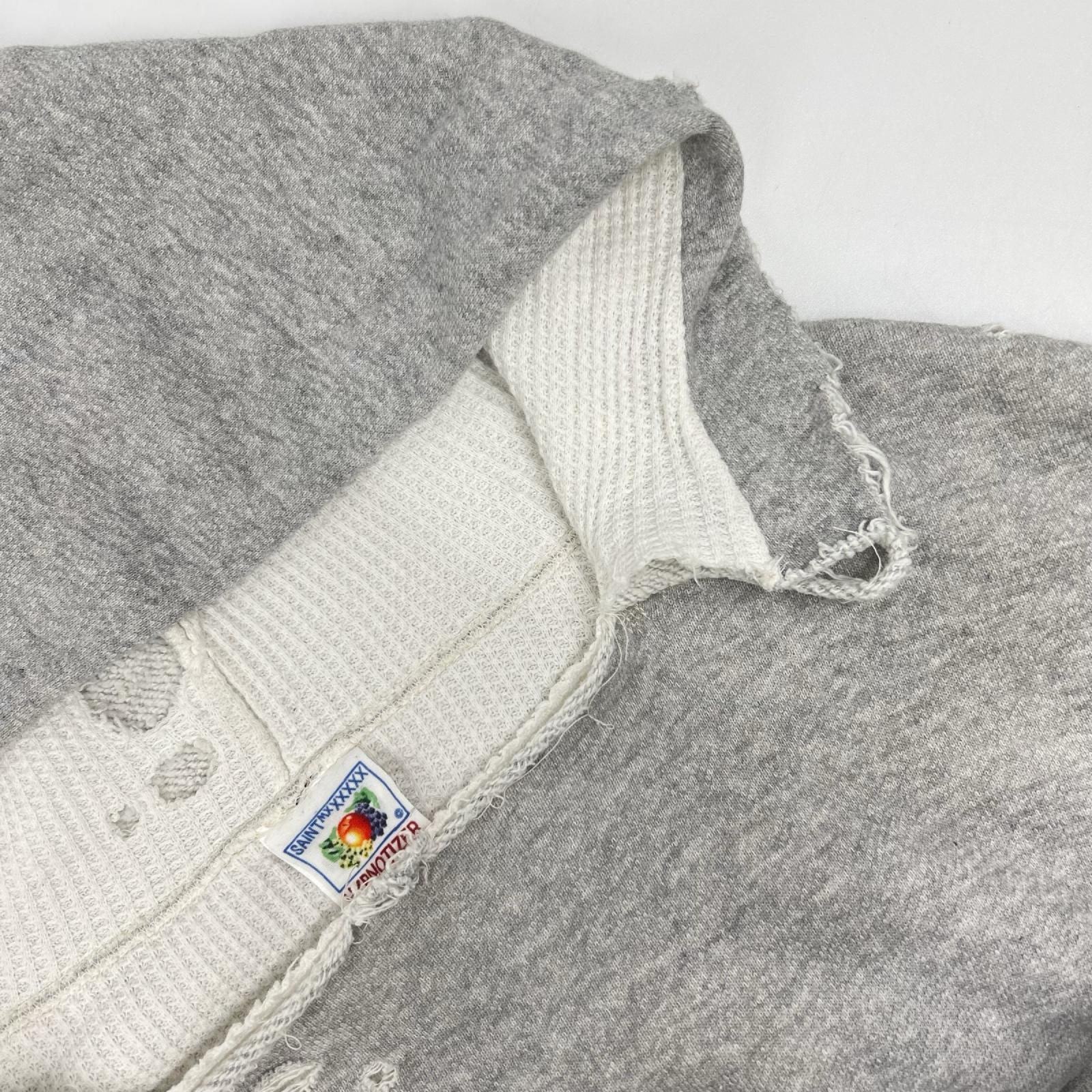 SAINT MICHAEL セントマイケル 24SS HOODIEDOUBLE FACE グレー ダメージ加工 長袖スウェット トップス