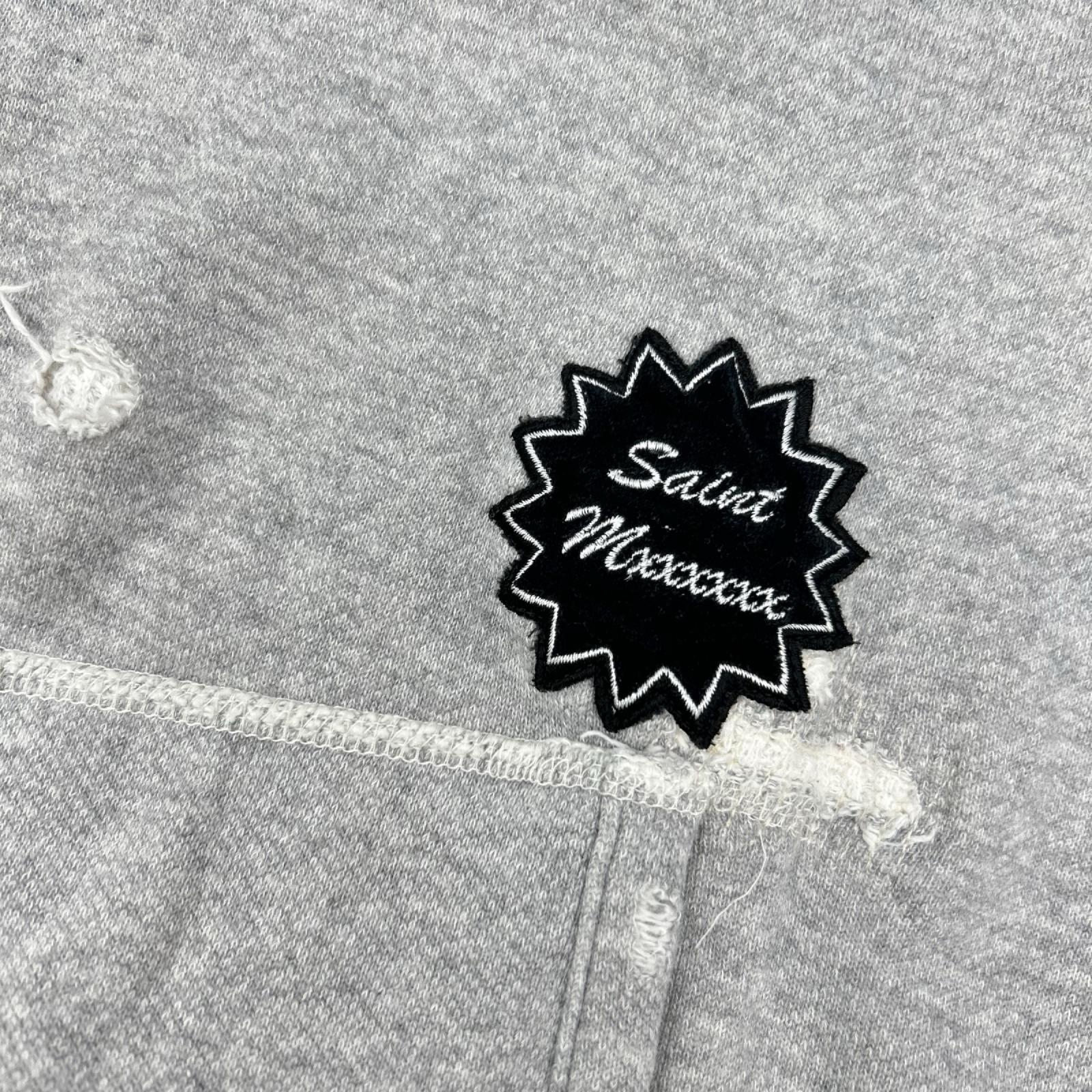 SAINT MICHAEL セントマイケル 24SS HOODIEDOUBLE FACE グレー ダメージ加工 長袖スウェット トップス